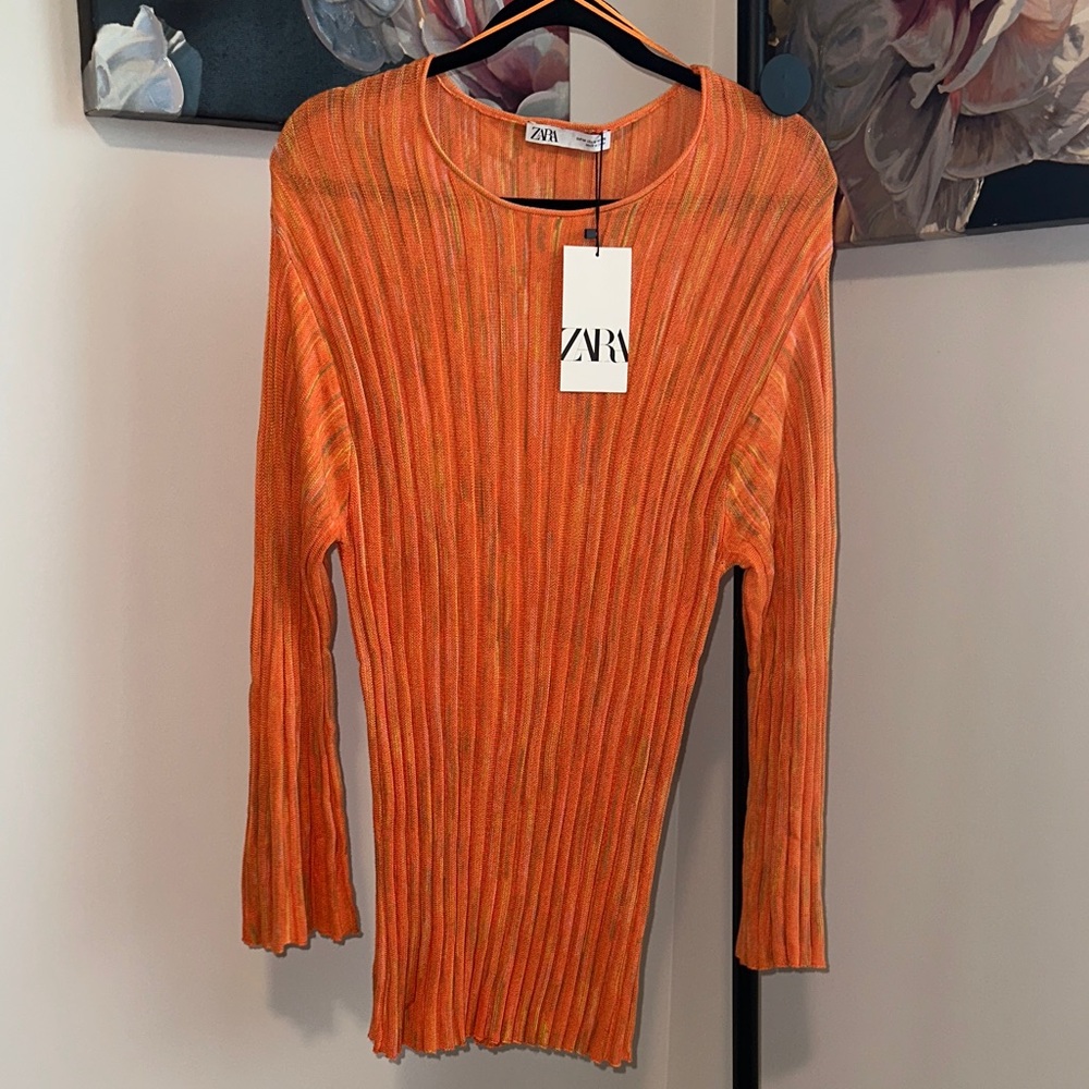 Zara Orange Ribbed Dress/Coverup